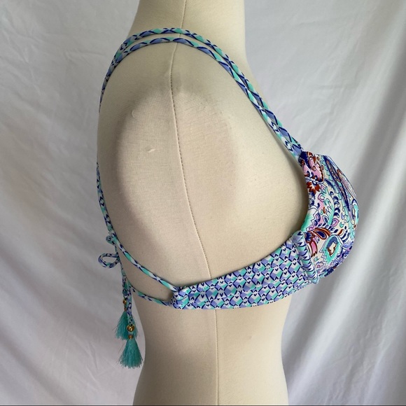 Victoria’s Secret The Gorgeous Bikini Top Strappy Tassel Blue Paisley 32D - Picture 5 of 12